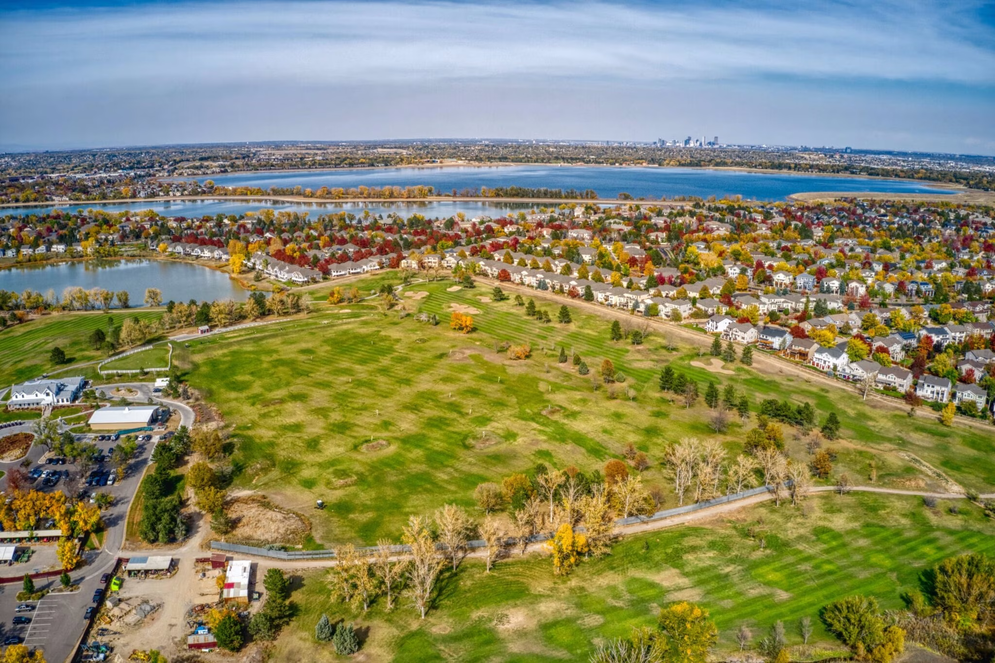Aerial View of Autumn Colors in Denver Suburb of Englewood, Colorado