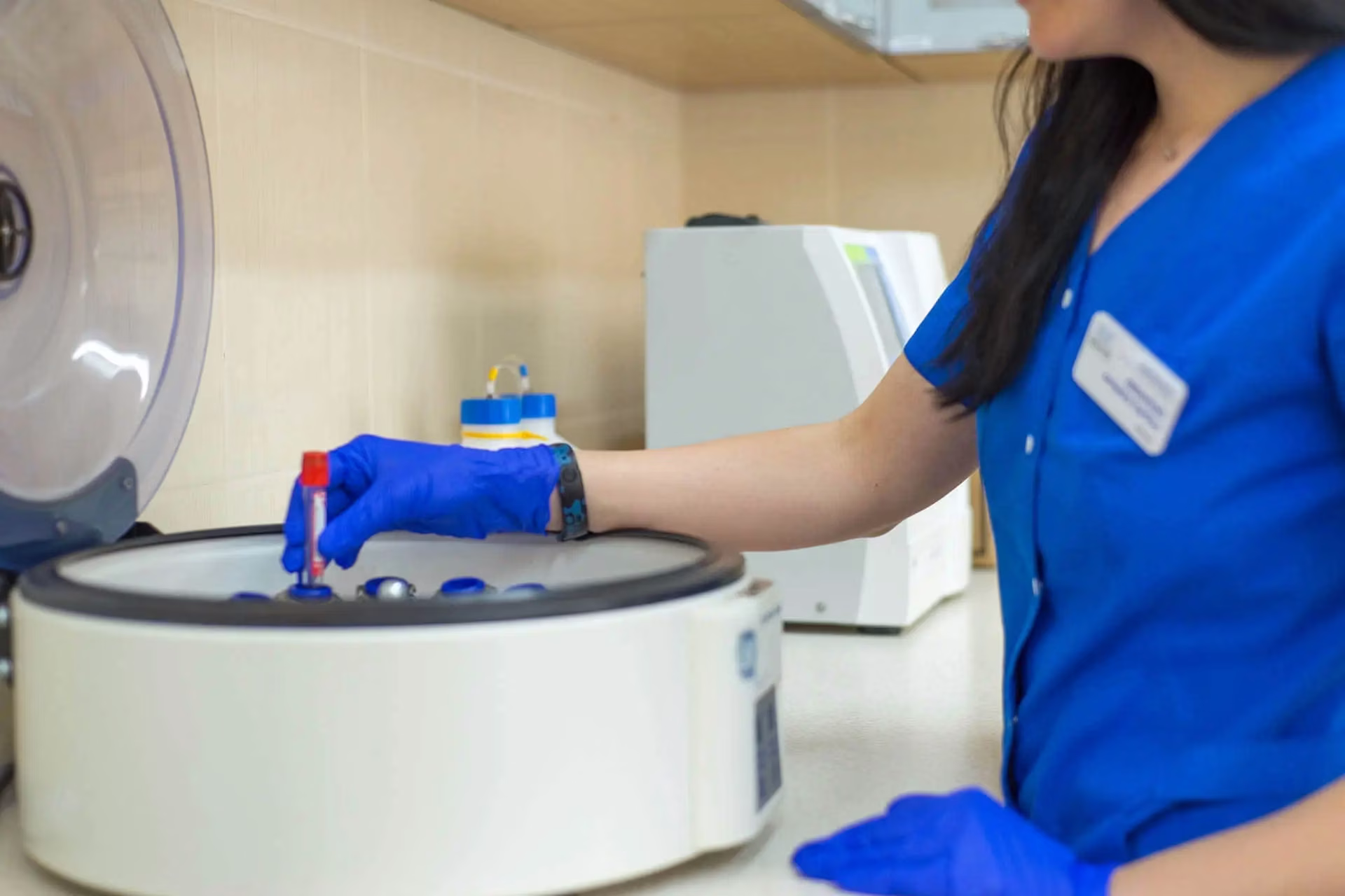 Medical provider doing lab testing.
