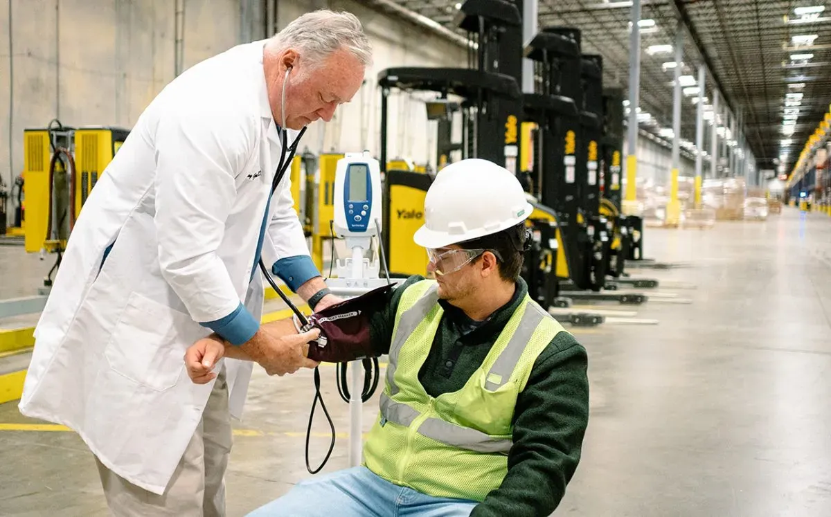 Blood pressure check for employees